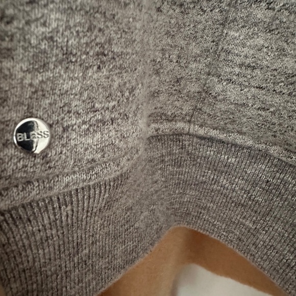 Bless Grey & Beige Kangaroo Scarf Poncho Sweater - Picture 6 of 8